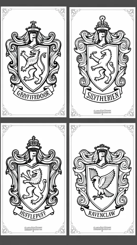 harry potter houses coloring pages